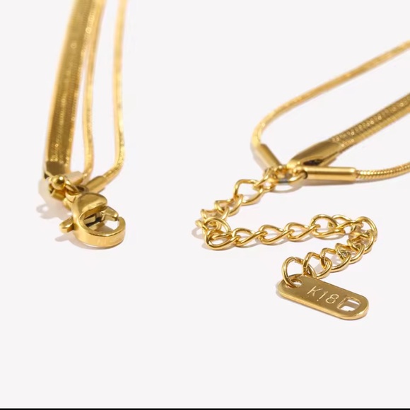 Tarnish Free Stainless Steel 18K Gold Plated Snake Chain Layer Necklace - Picture 5 of 8